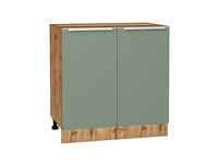 Шкаф нижний с 2-мя дверцами Фьюжн Дуб Вотан, Silky Mint, 800 В*Ш*Г 816*800*480, фасад МДФ  Silky Mint, корпус  Дуб Вотан ms2510VVT_61014