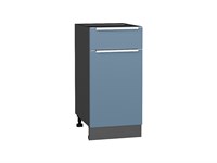 Шкаф нижний с 1-ой дверцей и ящиком Фьюжн Graphite, Silky Blue, 400 В*Ш*Г 816*400*480, фасад МДФ  Silky Blue, корпус  Graphite ms2510VVT_52147