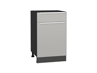 Шкаф нижний с 1-ой дверцей и ящиком Фьюжн Graphite, Silky Light Grey, 500 В*Ш*Г 816*500*480, фасад МДФ  Silky Light Grey, корпус  Graphite ms2510VVT_66653