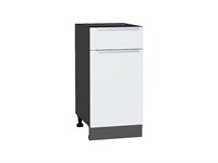 Шкаф нижний с 1-ой дверцей и ящиком Фьюжн Graphite, Silky White, 400 В*Ш*Г 816*400*480, фасад МДФ  Silky White, корпус  Graphite ms2510VVT_52134