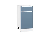 Шкаф нижний с 1-ой дверцей и ящиком Фьюжн Белый, Silky Blue, 400 В*Ш*Г 816*400*480, фасад МДФ  Silky Blue, корпус  Белый ms2510VVT_52145