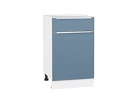 Шкаф нижний с 1-ой дверцей и ящиком Фьюжн Белый, Silky Blue, 500 В*Ш*Г 816*500*480, фасад МДФ  Silky Blue, корпус  Белый ms2510VVT_52146