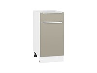 Шкаф нижний с 1-ой дверцей и ящиком Фьюжн Белый, Silky Grey, 400 В*Ш*Г 816*400*480, фасад МДФ  Silky Grey, корпус  Белый ms2510VVT_52136