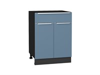 Шкаф нижний с 2-мя дверцами и ящиком Фьюжн Graphite, Silky Blue, 600 В*Ш*Г 816*600*480, фасад МДФ  Silky Blue, корпус  Graphite ms2510VVT_52205