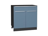 Шкаф нижний с 2-мя дверцами и ящиком Фьюжн Graphite, Silky Blue, 800 В*Ш*Г 816*800*480, фасад МДФ  Silky Blue, корпус  Graphite ms2510VVT_56606