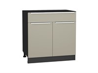 Шкаф нижний с 2-мя дверцами и ящиком Фьюжн Graphite, Silky Grey, 800 В*Ш*Г 816*800*480, фасад МДФ  Silky Grey, корпус  Graphite ms2510VVT_56602