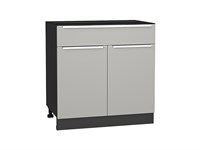 Шкаф нижний с 2-мя дверцами и ящиком Фьюжн Graphite, Silky Light Grey, 800 В*Ш*Г 816*800*480, фасад МДФ  Silky Light Grey, корпус  Graphite ms2510VVT_66681