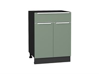 Шкаф нижний с 2-мя дверцами и ящиком Фьюжн Graphite, Silky Mint, 600 В*Ш*Г 816*600*480, фасад МДФ  Silky Mint, корпус  Graphite ms2510VVT_52203