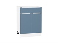 Шкаф нижний с 2-мя дверцами и ящиком Фьюжн Белый, Silky Blue, 600 В*Ш*Г 816*600*480, фасад МДФ  Silky Blue, корпус  Белый ms2510VVT_52204