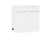 Шкаф нижний с 2-мя дверцами и ящиком Фьюжн Белый, Silky White, 800 В*Ш*Г 816*800*480, фасад МДФ  Silky White, корпус  Белый ms2510VVT_56597