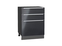 Шкаф нижний с 3-мя ящиками Фьюжн Graphite, Anthracite, 600 В*Ш*Г 816*600*480, фасад МДФ  Anthracite, корпус  Graphite ms2510VVT_36898