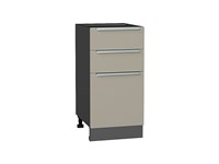 Шкаф нижний с 3-мя ящиками Фьюжн Graphite, Silky Grey, 400 В*Ш*Г 816*400*480, фасад МДФ  Silky Grey, корпус  Graphite ms2510VVT_52243