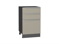 Шкаф нижний с 3-мя ящиками Фьюжн Graphite, Silky Grey, 500 В*Ш*Г 816*500*480, фасад МДФ  Silky Grey, корпус  Graphite ms2510VVT_52244