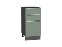 Шкаф нижний с 3-мя ящиками Фьюжн Graphite, Silky Mint, 400 В*Ш*Г 816*400*480, фасад МДФ  Silky Mint, корпус  Graphite ms2510VVT_52251