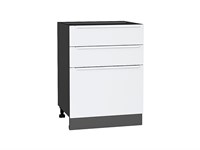 Шкаф нижний с 3-мя ящиками Фьюжн Graphite, Silky White, 600 В*Ш*Г 816*600*480, фасад МДФ  Silky White, корпус  Graphite ms2510VVT_52236