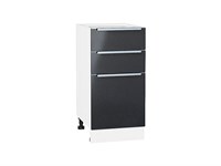 Шкаф нижний с 3-мя ящиками Фьюжн Белый, Anthracite, 400 В*Ш*Г 816*400*480, фасад МДФ  Anthracite, корпус  Белый ms2510VVT_36888