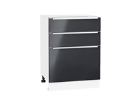 Шкаф нижний с 3-мя ящиками Фьюжн Белый, Anthracite, 600 В*Ш*Г 816*600*480, фасад МДФ  Anthracite, корпус  Белый ms2510VVT_36897
