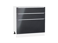 Шкаф нижний с 3-мя ящиками Фьюжн Белый, Anthracite, 800 В*Ш*Г 816*800*480, фасад МДФ  Anthracite, корпус  Белый ms2510VVT_36906