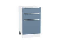 Шкаф нижний с 3-мя ящиками Фьюжн Белый, Silky Blue, 500 В*Ш*Г 816*500*480, фасад МДФ  Silky Blue, корпус  Белый ms2510VVT_52256