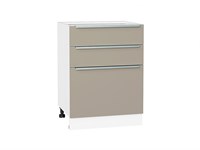 Шкаф нижний с 3-мя ящиками Фьюжн Белый, Silky Grey, 600 В*Ш*Г 816*600*480, фасад МДФ  Silky Grey, корпус  Белый ms2510VVT_52240