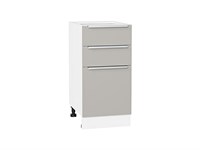 Шкаф нижний с 3-мя ящиками Фьюжн Белый, Silky Light Grey, 400 В*Ш*Г 816*400*480, фасад МДФ  Silky Light Grey, корпус  Белый ms2510VVT_66690