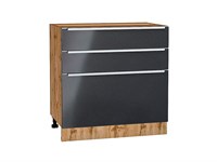 Шкаф нижний с 3-мя ящиками Фьюжн Дуб Вотан, Anthracite, 800 В*Ш*Г 816*800*480, фасад МДФ  Anthracite, корпус  Дуб Вотан ms2510VVT_61055