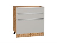 Шкаф нижний с 3-мя ящиками Фьюжн Дуб Вотан, Silky Light Grey, 800 В*Ш*Г 816*800*480, фасад МДФ  Silky Light Grey, корпус  Дуб Вотан ms2510VVT_66698