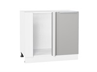 Шкаф нижний угловой Фьюжн Белый, Silky Light Grey В*Ш*Г 816*890*480, фасад МДФ  Silky Light Grey, корпус  Белый ms2510VVT_66707