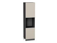 Шкаф пенал с 2-мя дверцами под технику Фьюжн Graphite, Cream Silk, 2340 В*Ш*Г 2336*600*576, фасад МДФ  Cream Silk, корпус  Graphite ms2510VVT_72037