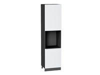 Шкаф пенал с 2-мя дверцами под технику Фьюжн Graphite, Silky White, 2340 В*Ш*Г 2336*600*576, фасад МДФ  Silky White, корпус  Graphite ms2510VVT_52312