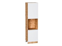 Шкаф пенал с 2-мя дверцами под технику Фьюжн Дуб Вотан, Silky White, 2340 В*Ш*Г 2336*600*576, фасад МДФ  Silky White, корпус  Дуб Вотан ms2510VVT_61078