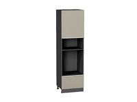 Шкаф пенал с 1-ой дверцей и ящиком под технику Фьюжн Graphite, Silky Grey, 2140 В*Ш*Г 2132*600*576, фасад МДФ  Silky Grey, корпус  Graphite ms2510VVT_52292