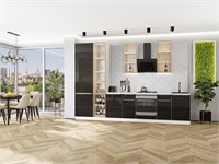 Кухонный гарнитур модульный Фьюжн-08 В*Ш*Г 2340*3400*600, фасад МДФ  Anthracite, корпус  Белый, столешница  Пирит светлый ms2510VVT_79583