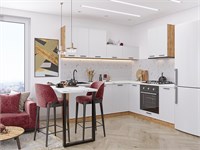 Кухонный гарнитур модульный Фрейм-03 В*Ш*Г 2140*2200/2000*600, фасад МДФ  White Silk, корпус  Дуб Вотан, столешница  Гранит белый ms2510VVT_67043