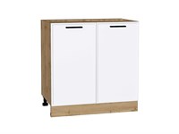 Шкаф нижний с 2-мя дверцами Фрейм Дуб Вотан, White Silk, 800 В*Ш*Г 816*800*484, фасад МДФ  White Silk, корпус  Дуб Вотан ms2510VVT_66967