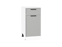 Шкаф нижний с 1-ой дверцей и ящиком Фрейм Белый, Grey Silk, 400 В*Ш*Г 816*400*484, фасад МДФ  Grey Silk, корпус  Белый ms2510VVT_69073