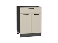 Шкаф нижний с 2-мя дверцами и ящиком Фрейм Graphite, Cream Silk, 600 В*Ш*Г 816*600*484, фасад МДФ  Cream Silk, корпус  Graphite ms2510VVT_69909