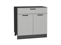 Шкаф нижний с 2-мя дверцами и ящиком Фрейм Graphite, Grey Silk, 800 В*Ш*Г 816*800*484, фасад МДФ  Grey Silk, корпус  Graphite ms2510VVT_69138