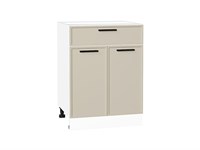 Шкаф нижний с 2-мя дверцами и ящиком Фрейм Белый, Cream Silk, 600 В*Ш*Г 816*600*484, фасад МДФ  Cream Silk, корпус  Белый ms2510VVT_69905