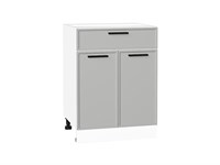 Шкаф нижний с 2-мя дверцами и ящиком Фрейм Белый, Grey Silk, 600 В*Ш*Г 816*600*484, фасад МДФ  Grey Silk, корпус  Белый ms2510VVT_69133