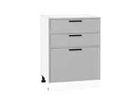 Шкаф нижний с 3-мя ящиками Фрейм Белый, Grey Silk, 600 В*Ш*Г 816*600*484, фасад МДФ  Grey Silk, корпус  Белый ms2510VVT_69160