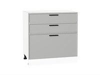 Шкаф нижний с 3-мя ящиками Фрейм Белый, Grey Silk, 800 В*Ш*Г 816*800*484, фасад МДФ  Grey Silk, корпус  Белый ms2510VVT_69161