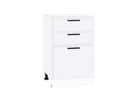 Шкаф нижний с 3-мя ящиками Фрейм Белый, White Silk, 500 В*Ш*Г 816*500*484, фасад МДФ  White Silk, корпус  Белый ms2510VVT_66972