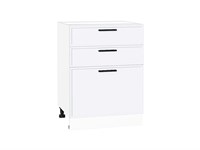 Шкаф нижний с 3-мя ящиками Фрейм Белый, White Silk, 600 В*Ш*Г 816*600*484, фасад МДФ  White Silk, корпус  Белый ms2510VVT_66973