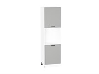 Шкаф пенал с 2-мя дверцами под технику Фрейм Белый, Grey Silk, 2140 В*Ш*Г 2132*600*580, фасад МДФ  Grey Silk, корпус  Белый ms2510VVT_69199