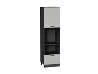 Шкаф пенал с 1-ой дверцей и ящиком под технику Фрейм Graphite, Grey Silk, 2140 В*Ш*Г 2132*600*580, фасад МДФ  Grey Silk, корпус  Graphite ms2510VVT_69191
