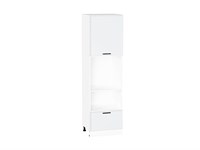 Шкаф пенал с 1-ой дверцей и ящиком под технику Фрейм Белый, White Silk, 2140 В*Ш*Г 2132*600*580, фасад МДФ  White Silk, корпус  Белый ms2510VVT_66985