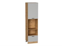 Шкаф пенал с 1-ой дверцей и ящиком под технику Фрейм Дуб Вотан, Grey Silk, 2340 В*Ш*Г 2336*600*580, фасад МДФ  Grey Silk, корпус  Дуб Вотан ms2510VVT_69190