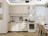 Кухонный гарнитур модульный Нео-01 В*Ш*Г 2140*1600*600, фасад МДФ  Cream Silk, корпус  Graphite, столешница  Мрамор альпийский ms2510VVT_80691