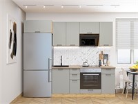 Кухонный гарнитур модульный Флэт-01 В*Ш*Г 2140*2600*600, фасад ЛДСП  Light Grey In 2S, корпус  Дуб Вотан, столешница  Дуб сонома ms2510VVT_77689